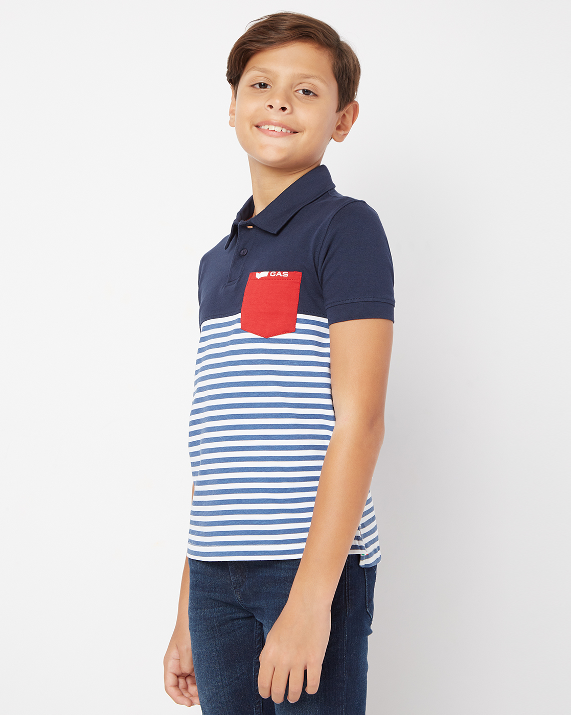 Gas Kids Boys Navy Casual Wear T-Shirt
